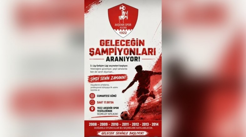 1922 AKŞEHİR SPOR’DA ALTYAPI SEÇMELERİ BAŞLIYOR