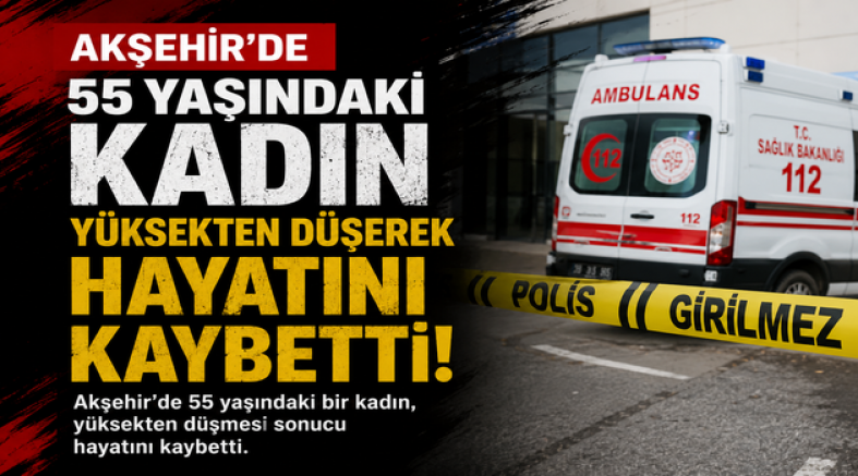 AKŞEHİR'DE 55 YAŞINDAKİ KADIN YÜKSEKTEN DÜŞEREK HAYATINI KAYBETTİ