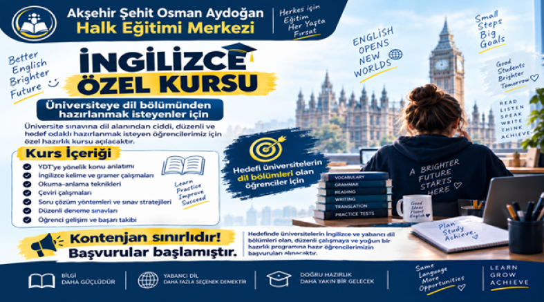 AKŞEHİR’DE DİL ÖĞRENCİLERİNE ÖZEL İNGİLİZCE KURSU AÇILIYOR