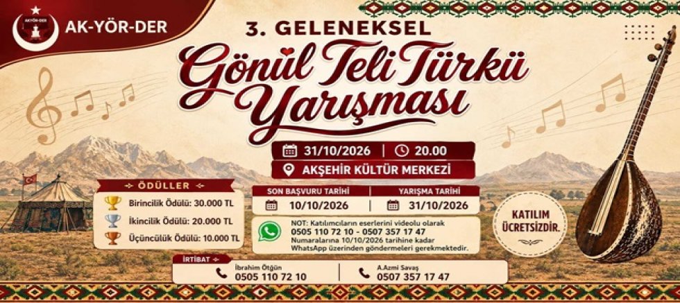 AKYÖRDER’İN 3. GELENEKSEL GÖNÜL TELİ TÜRKÜ YARIŞMASI’NA YOĞUN İLGİ