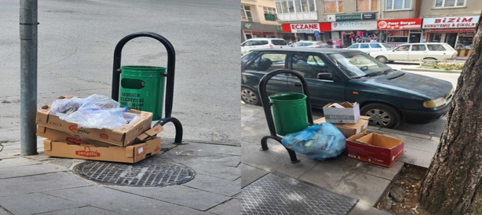 CEVDET KÖKSAL CADDESİ’NDE ÇÖP KUTUSU ÇEVRESİNDE GÖRÜNTÜ KİRLİLİĞİ