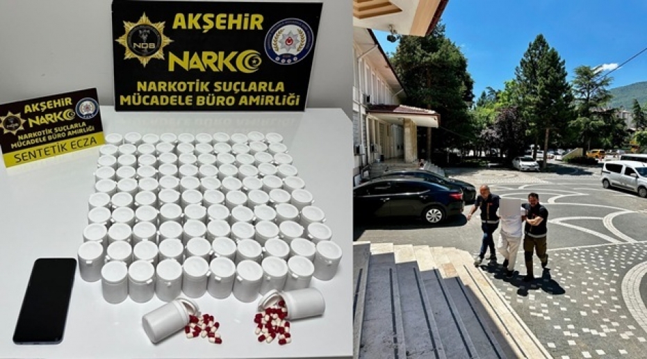 KONYA-AFYONKARAHİSAR YOLUNDA DENETİM: YOLCUNUN ÜZERİNDEN 5 BİN UYUŞTURUCU HAP ÇIKTI