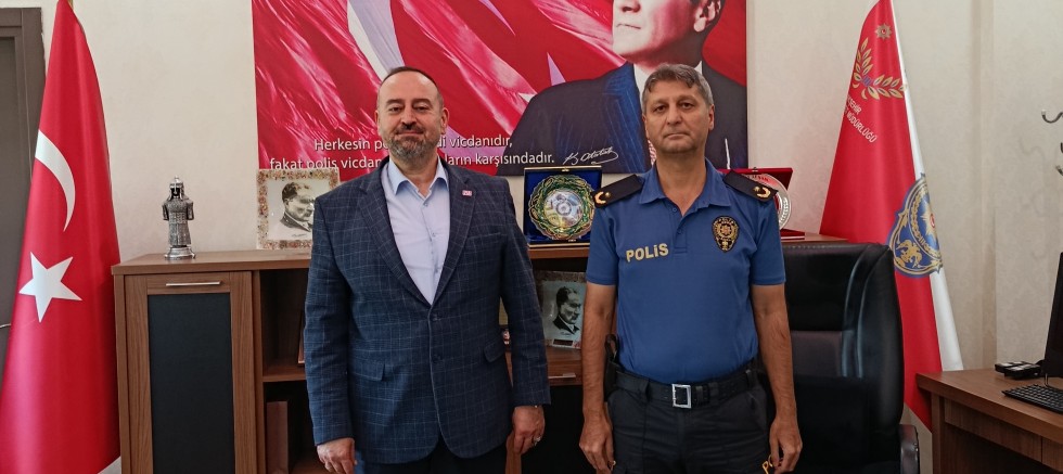 BAŞKAN SERDAR AYTAÇ’TAN EMNİYET MÜDÜRÜ TALET AFŞAR’A HAYIRLI OLSUN ZİYARETİ