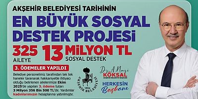13 MİLYON TL’LİK SOSYAL DESTEK PROJESİNDE 3. ÖDEME TAMAMLANDI!
