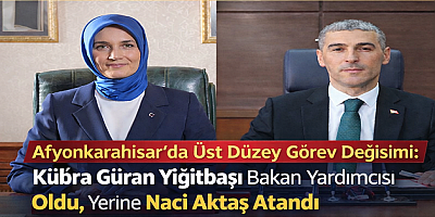 AFYONKARAHİSAR’DA ÜST DÜZEY GÖREV DEĞİŞİMİ: KÜBRA GÜRAN YİĞİTBAŞI BAKAN YARDIMCISI OLDU, YERİNE NACİ AKTAŞ ATANDI