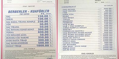 AKŞEHİR'DE BERBER VE KUAFÖR FİYATLARINA ZAM 