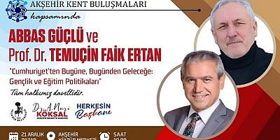 AKŞEHİR KENT BULUŞMALARI’NIN KONUĞU: ABBAS GÜÇLÜ VE PROF. DR. TEMUÇİN FAİK ERTAN