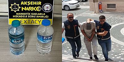 AKŞEHİR NARKOTİKTEN BİR İLK AKŞEHİR’DE İLK KEZ SU GÖRÜNÜMLÜ SIVI ECSTASY YAKALANDI