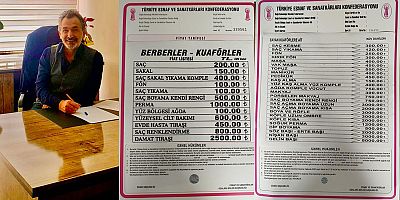 BERBER VE KUAFÖR FİYATLARI GÜNCELLENDİ 