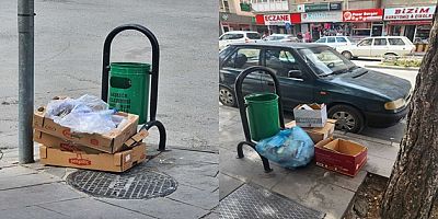 CEVDET KÖKSAL CADDESİ’NDE ÇÖP KUTUSU ÇEVRESİNDE GÖRÜNTÜ KİRLİLİĞİ